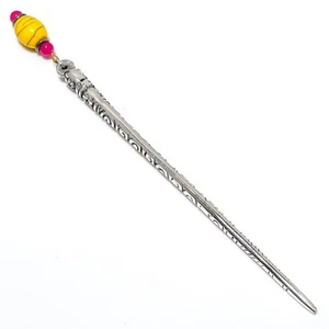 Turquoise Yellow Gemstone 925 Sterling Silver Handmade Jewelry Hair Pin Stud S47 - Picture 1 of 5