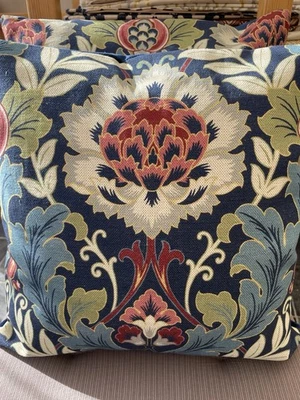 Vintage Style Print And Velvet Cushion Covers Set Of Two - Image 1 of 4