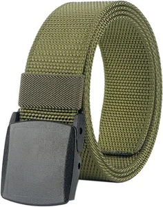 Mens Belt Web,Nylon Webbing Canvas Outdoor Casual Belt with Plastic Buckle Br... - Picture 1 of 7