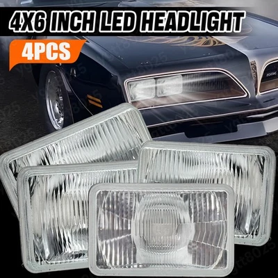 4x Para Ford Mustang 1979-1986DOT 4x6" Faróis de LED Quadrados Carcaça Feixe Hi/Lo - Imagem 1 de 4