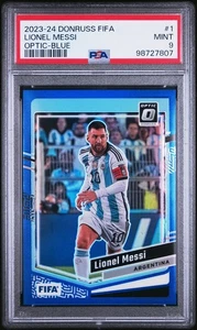 2023-24 Donruss FIFA Lionel Messi Azul Óptico /99 PSA 9 #1 SP Argentina ¡CABRA! - Imagen 1 de 2