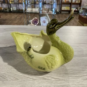 Vintage Hull green ceramic swan goose planter flower pot candy dish 1950s - Picture 1 of 8