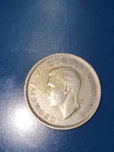 1945 Great Britain silver 6 pence, George VI, end of WWII, KM-852 (GB16) - Picture 1 of 4