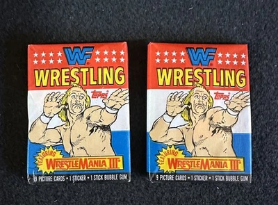 Topps 1987 WWF Wrestling Cards Ft WrestleMania 3 Sealed Ft. Hulk Hogan Lot Of 2 - Image 1 of 4