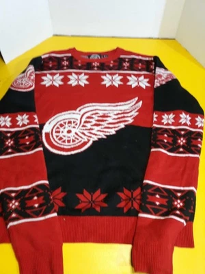 Suéter Detroit Red Wings Para Hombres M Negro Rojo NHL Hockey Feo Navidad Tejido Raro  Foto 1 de 4