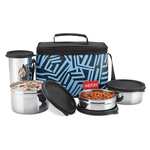 MILTON Deliciosa Fiambrera 3 Contenedores de Acero Inoxidable Tiffin para Oficina Universidad - Imagen 1 de 7