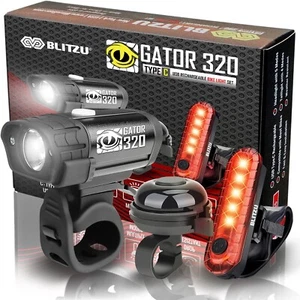 Rechargeable Bike Lights Front & Rear LED Set for Night Riding with bicycle bell - Picture 1 of 8