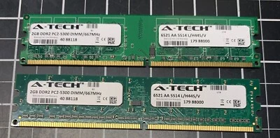 A-Tech 4GB Kit (2 x 2GB) PC2-5300 (DDR2-667) Matching Memory Tested Grade A - Image 1 of 4