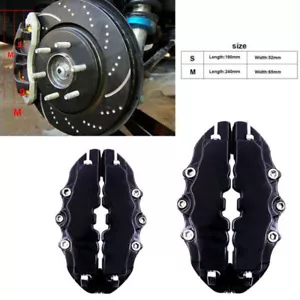 4Pcs Universal 3D Black Front+Rear Car Disc Caliper Brake Cover Car Accessories - Picture 1 of 10