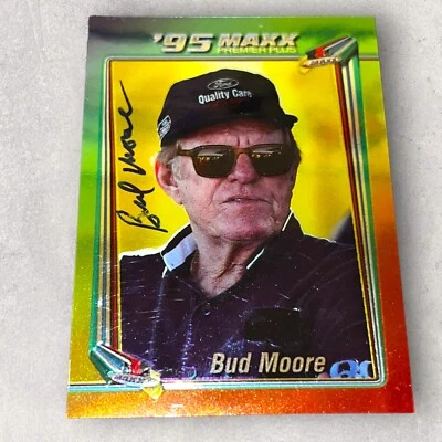 Bud Moore VINTAGE NASCAR WINSTON CUP 1995 MAXX PREMIER PLUS LEGENDS signed card - Image 1 of 2