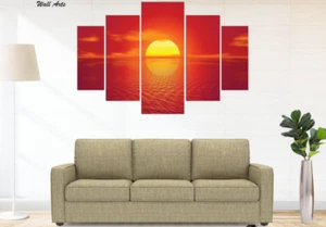 5 panel Nature design Printed Modern Home Decor Wall Art Christmas Gift Art Sun - Picture 1 of 2