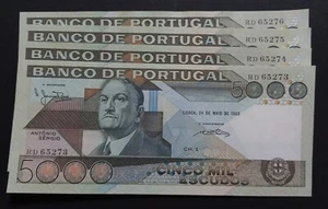 Portugal Lot 4x Following Ns 5000 Escudos 24.5.1983  P.182c UNC (CV $180 each) - Picture 1 of 6