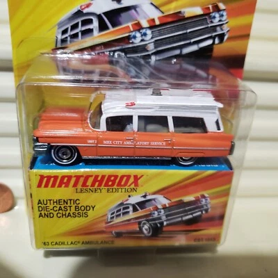 MATCHBOX 2009 LESNEY EDITION SUPERFAST Metal Base Orange '63 Cadillac Ambulance - Image 1 of 4