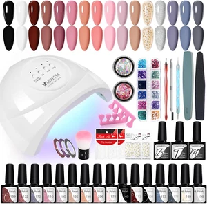 Kit Semipermanente Unghie Con U V Lampada 48W 16 Coloris Set Unghie Kit Smalto S - Foto 1 di 12
