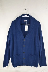 H2H Men's Blue Shawl Collar Button Cardigan Sweater XL T54 - Picture 1 of 7