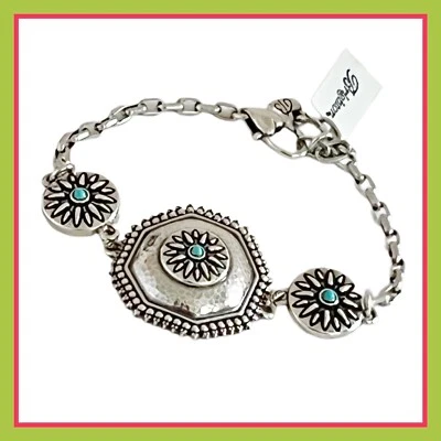 BRIGHTON TELLURIDE WEST Turquoise BLUE Silver BRACELET NWtag $78 - Image 1 of 4