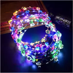 7 Pcs LED Flower Crown Headband, Light up Flower Headbands for Women, Garlands G - Picture 1 of 7