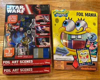 New Star Wars Spongebob Metallic Foil Sticker Art Lot Of 3 - Image 1 of 4