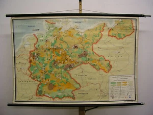 Deutschland Wirtschaft Produktion BRD DDR Osten ~1965 Schul-Wandkarte 140x95cm - Bild 1 von 1