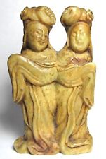 Carved Chinese ShouShan Stone TWIN LADIES TWO WOMAN Figure Sculpture Statue RARE