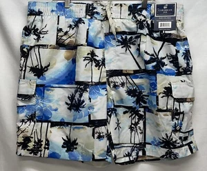 Caribbean Joe Men's Swim Trunks Tropical Drawstring Elastic Waist Pockets 2XL - Picture 1 of 3