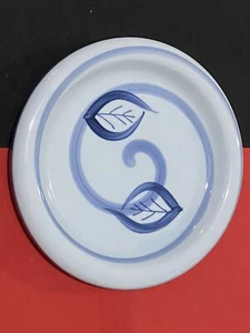 Japanese Arita Plate Two Blue Leafs SkyBlue Porcelain Round 19.5 cm Unique Craft - Picture 1 of 12