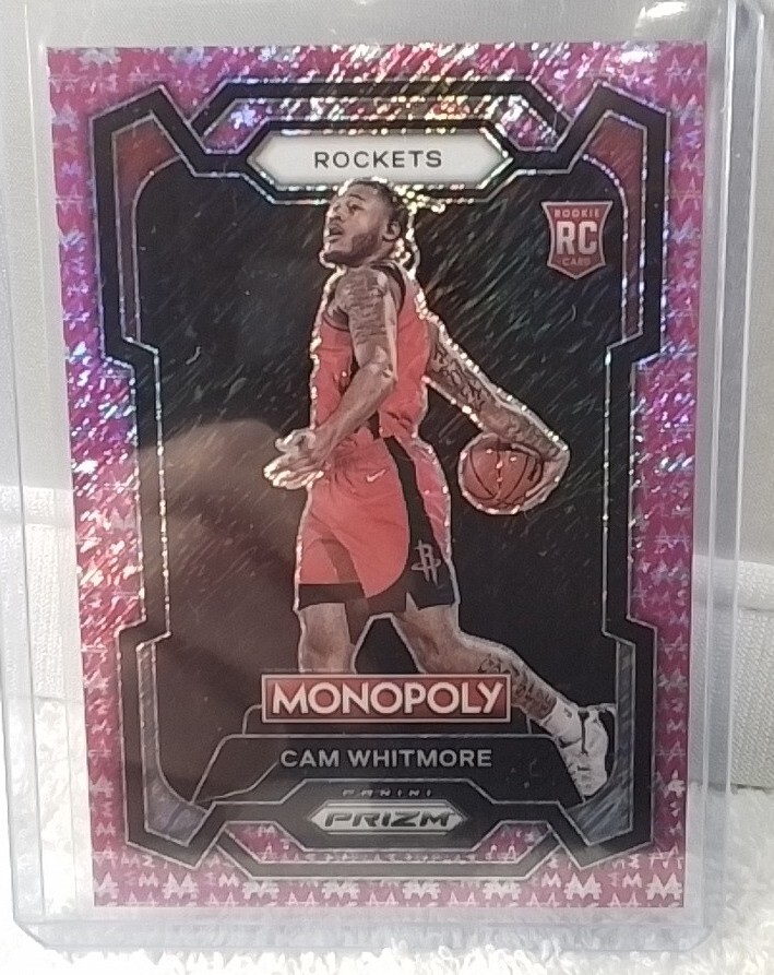 2023-24 Panini Prizm Monopoly CAM WHITMORE /5 Pink Millionaire Shimmer, ROCKETS