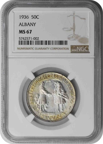Albany Commemorative Silver Half Dollar 1936 MS67 NGC Cover