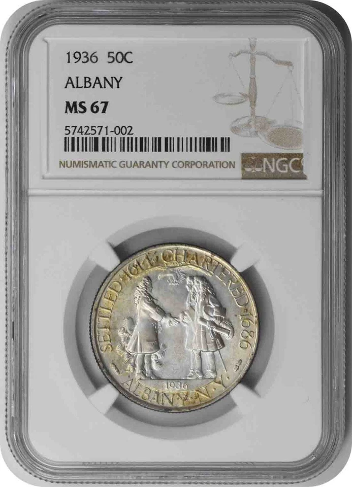 Albany Commemorative Silver Half Dollar 1936 MS67 NGC - Image 1 of 2