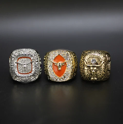 3 Pcs Texas Longhorns Collectors Set Pack Rings Champions Souvenir Ring Cover