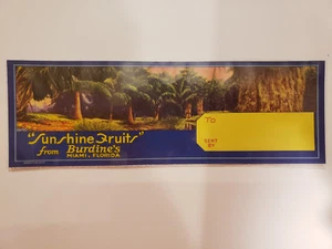 Vintage Miami Florida Sunshine Fruits Orange Citrus Fruit Strip Crate Label Art - Picture 1 of 3