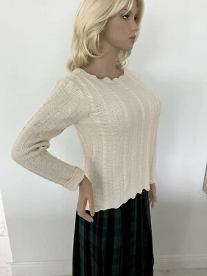Talbots Ivory Silk/Cashmere L S Cable Knit Sweater Size Small - Image 1 of 4