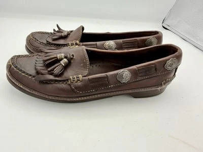 Mocasines Dexter para mujer de cuero cosidos a mano, marrón oscuro, 8,5 Kiltie borlas 1438 Foto 1 de 4