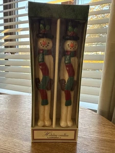 Juego de velas cónicas vintage Russ muñeco de nieve vacaciones - Imagen 1 de 8