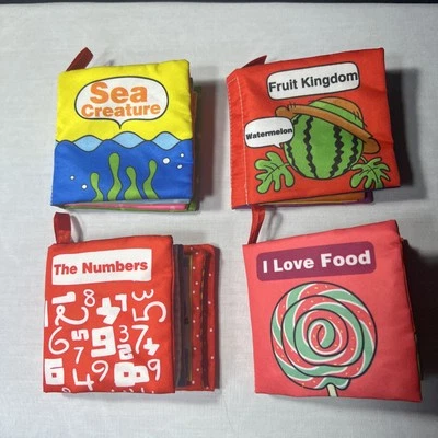 Набор из 4 детских сенсорных мягких нейлоновых моющихся цветных гофрированных книг - Изображение 1 из 4