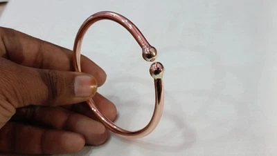 Bracciale rotondo in rame pesante 100% sfere perline bracciale in rame puro... - Immagine 1 di 4