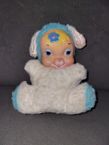 vintage My Toy rubber face Blue Bunny Rabbit plush stuffed, Musical Plush - Picture 1 of 4