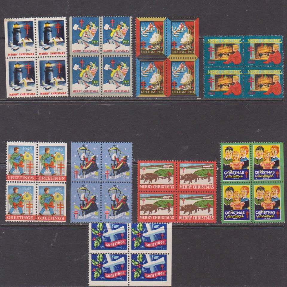 US 1940's Christmas Seals in Blocks Mint NH - Image 1 of 1