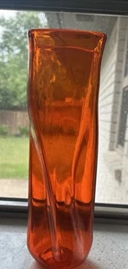 Vintage Blenko Tangerine 1958 Twist Vase Stunning - Picture 1 of 8