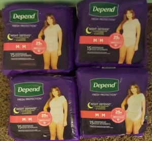 Depend Night Defense Women's Night Incontinence Underwear - M - 60ct (4x15) - Picture 1 of 3