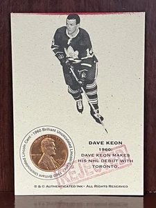 Dave Keon Authenticated Ink REJECTED 1960 (Uncirculated) Lincoln Penny Card - Picture 1 of 7