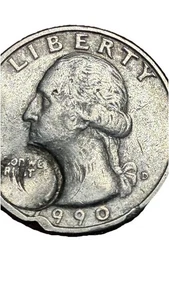 1990-D 25C Washington Quarter Multiple Errors Strike Error - Picture 1 of 22