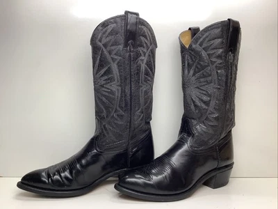 复古男式 WRANGLER 牛仔黑色靴子 9.5 D 码 — 第 1/4 张图片