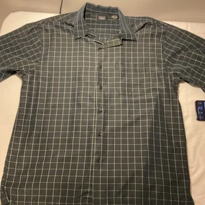 Camisa a cuadros con cuello de manga corta Haggar para hombre talla L A16 - Imagen 1 de 5