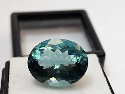 Turmalina azul-petróleo corte oval 9-10 quilates para tamanho de anel fazer pedra preciosa solta KH002 - Imagem 1 de 4