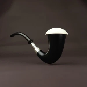 Silvery Sherlock mahogany Calabash Pipe Block Meerschaum Cap Handmade Case#116 - Picture 1 of 8
