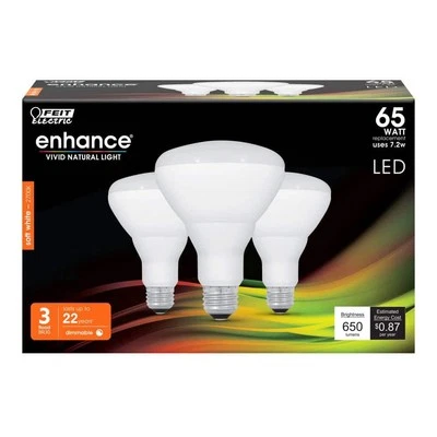 Feit Electric Flood LED Light Bulb 3 Pack BR30 Dimmable E26 Soft White 2700K - Image 1 of 3