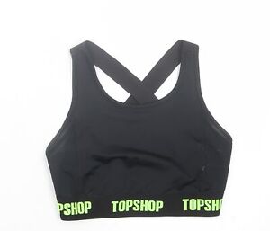 Topshop Womens Black Polyester Cropped Tank Size 6 Scoop Neck Pullover - Cross B
