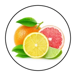 30 ADESIVI ROTONDI LIMONE ARANCIONE 1,5" BUSTA SIGILLI ETICHETTE BOMBONIERE - Foto 1 di 1