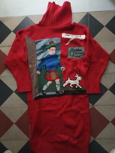 ABITO MAGLIONE LANA ROSSA ICEBERG J.C.DE CASTELBAJAC TINTIN TG. 42 1986... - Imagen 1 de 3